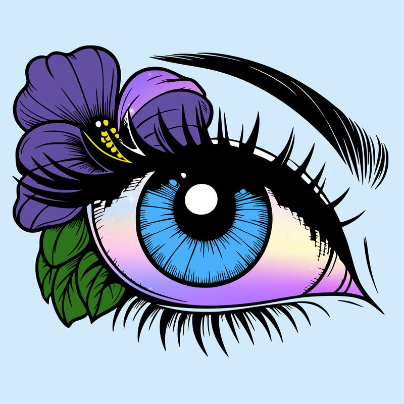 realistic eye with flower