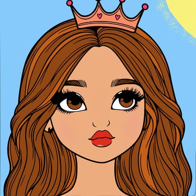a realistic girl with a crown on