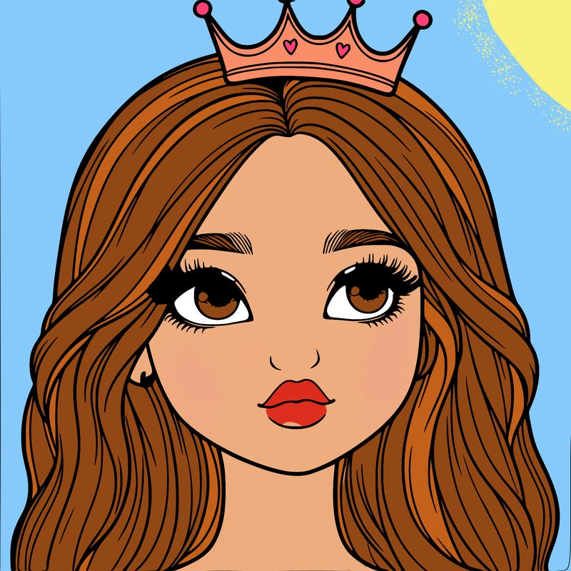 a realistic girl with a crown on