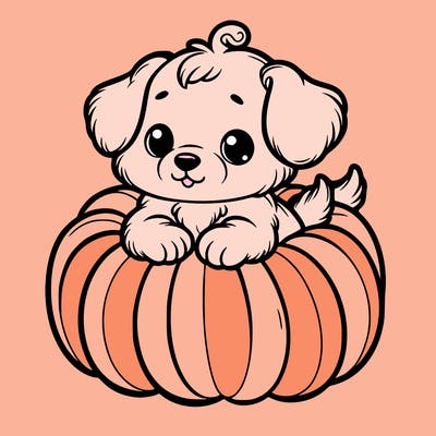 cute little puppy in a pumpkin