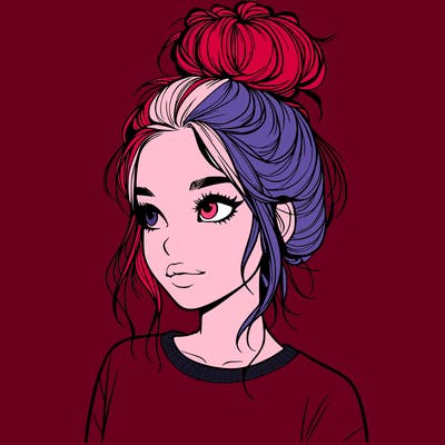 realistic girl with a messy bun