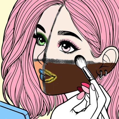 a realistic girl doing her makeup