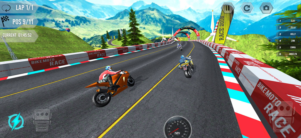Bike Racing - Turbo Moto Race - 3D motorcycle racing gameplay on a mountain track with multiple racers