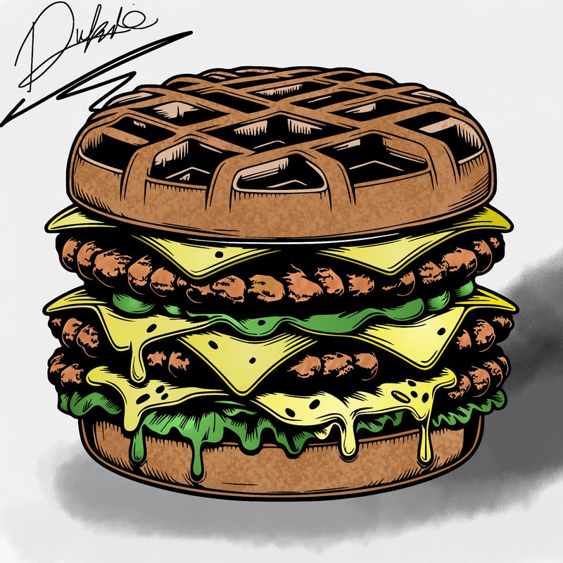 realistic waffle burger