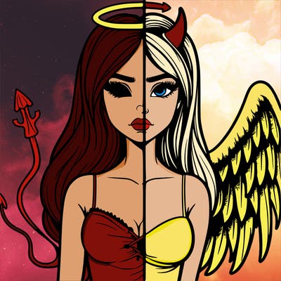 devil vs angel realistic girl