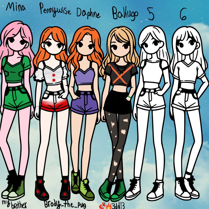 a group of girls wearing crop tops and shorts