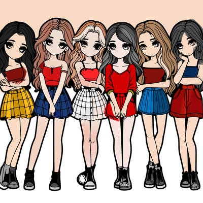a group of girls realistic