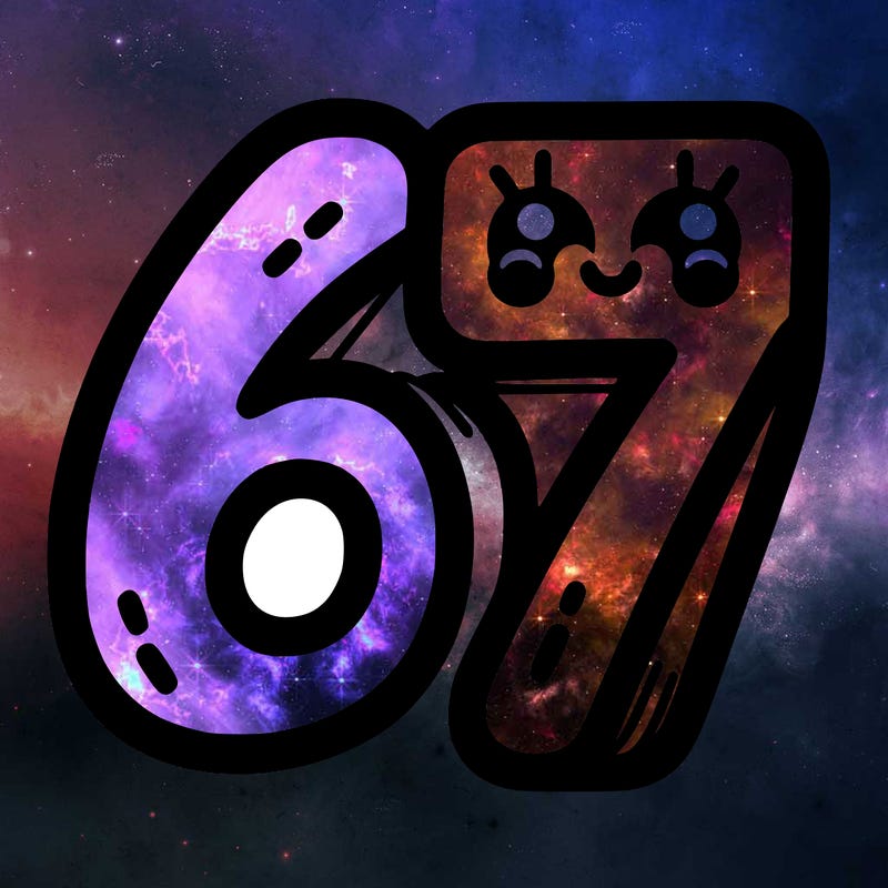 the numbers 67