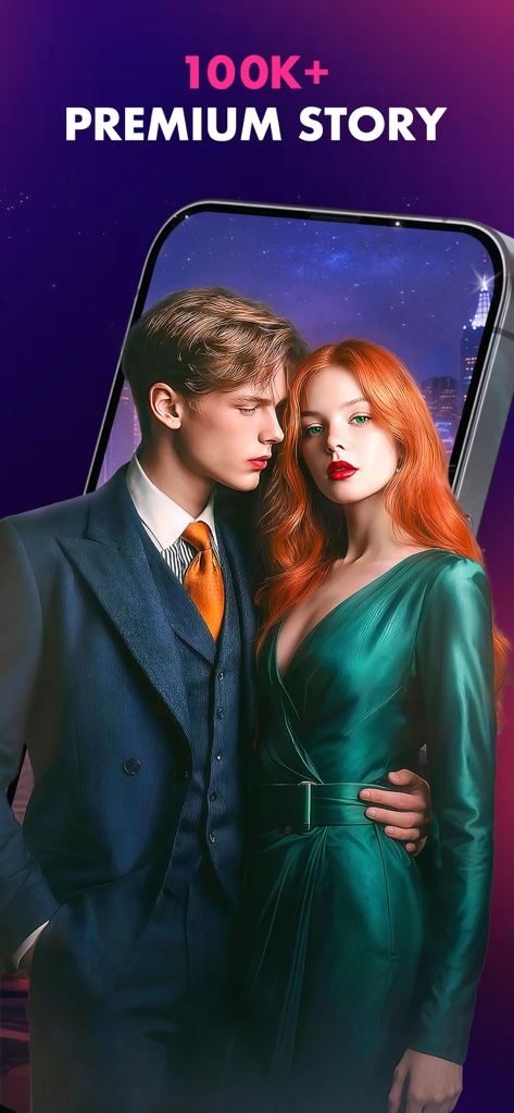 DailyStory - Stories & Dramas - Visual promocional de una pareja romántica para la app de dramas cortos de DailyStory.