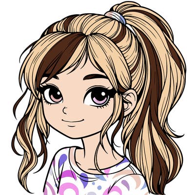 realistic girl with ponytail