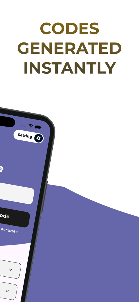 Pantalla de teléfono inteligente que muestra la aplicación Buscador de Códigos de Radio para Nissan con el texto de los códigos generados instantáneamente