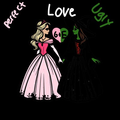 princess and a witch realistic holding hands