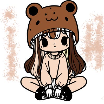 a girl wearing a frog hat and some frog socks