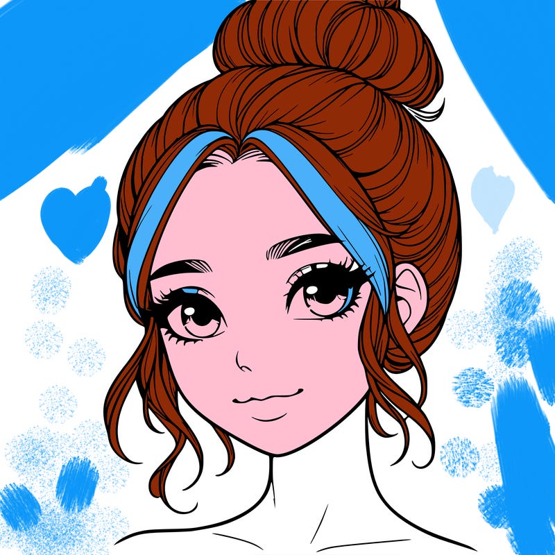 realistic pretty girl with hair in bun
