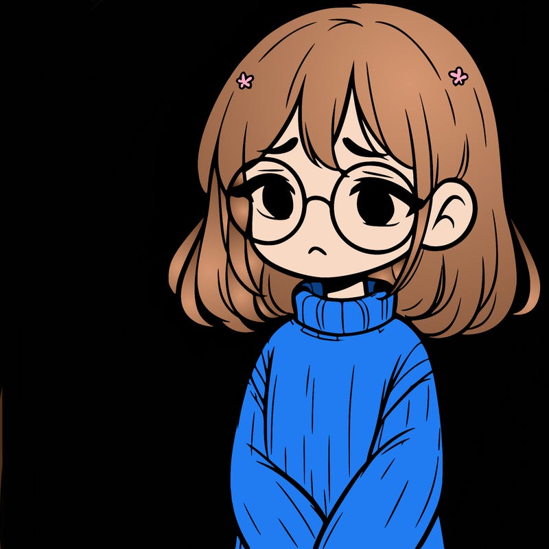sad girl with glasses in a sweater