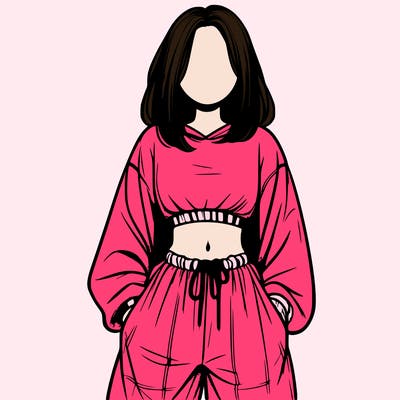 realistic girl faceless with baggy pants and a crop top