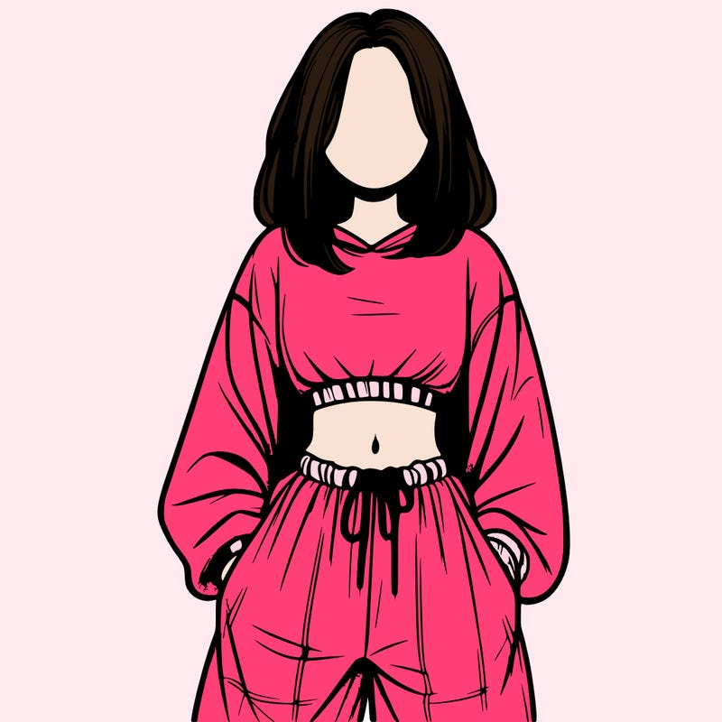 realistic girl faceless with baggy pants and a crop top
