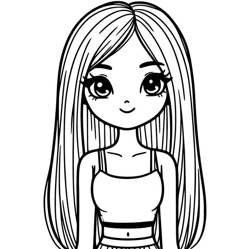 girl with straight long hair wearing a crop top