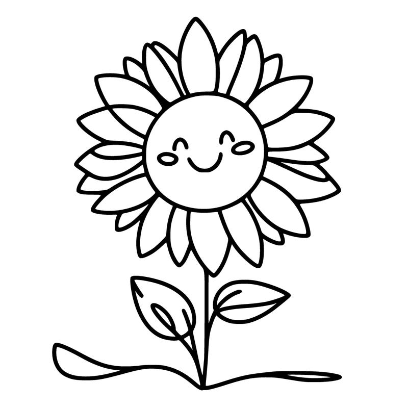simple one-line sunflower illustration