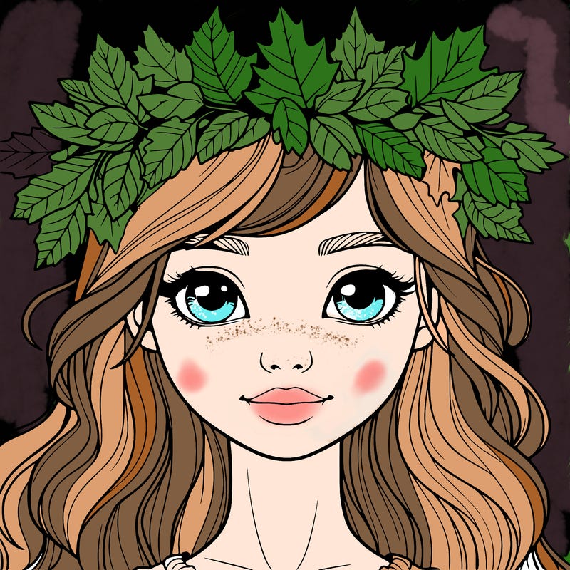 realistic girl with fall leaf crown