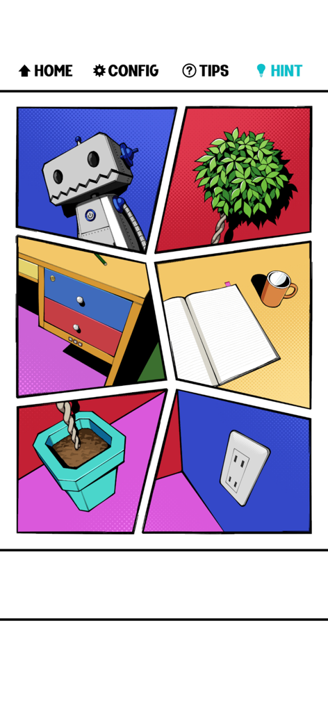 Panel Room - Escape Game - - A screenshot of the Panel Room escape game showing multiple colorful puzzle panels in a comic book art style