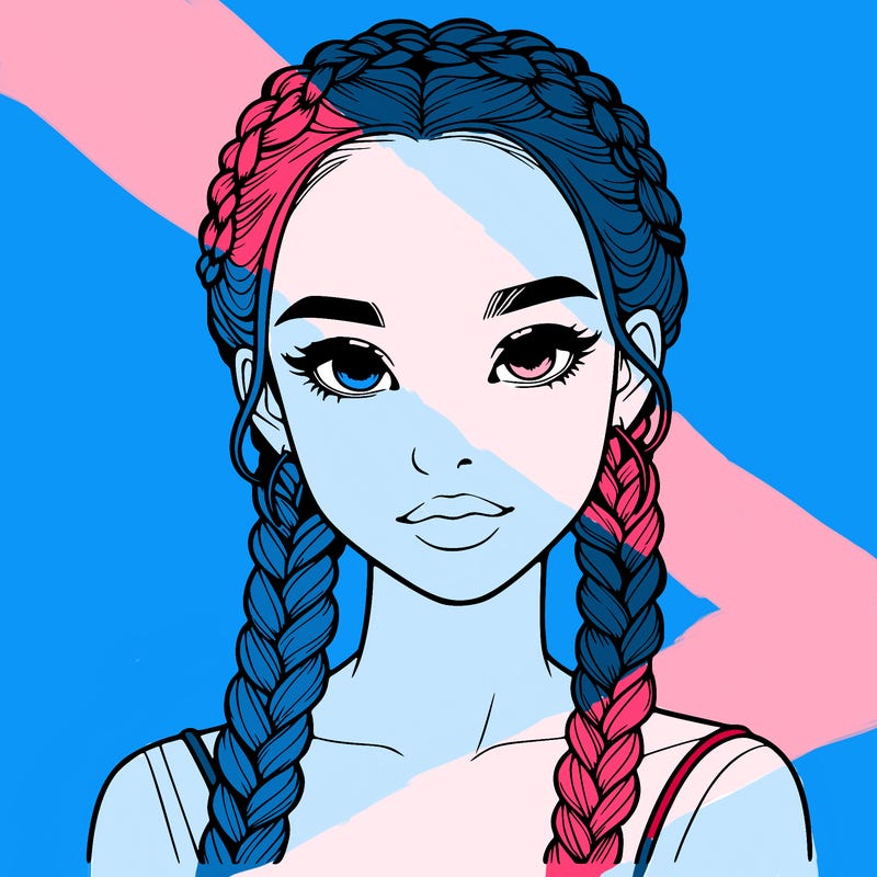 realistic girl with braids