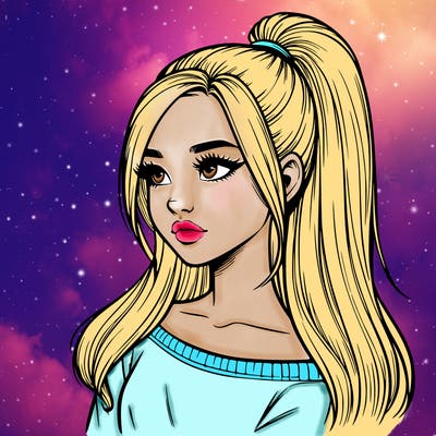 realistic girl with a high ponytail