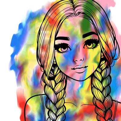 realistic girl with braids