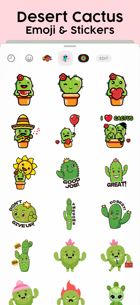 Une collection d'autocollants de cactus anthropomorphes mignons et amusants avec diverses expressions et thèmes