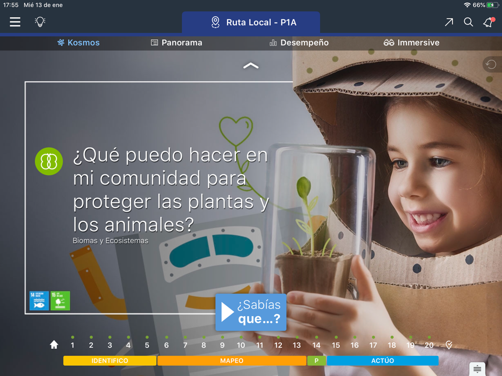 A student using the Knotion DEP app for a lesson on biomes and protecting ecosystems.