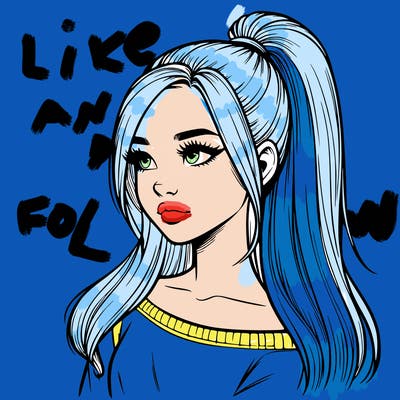 realistic girl with a high ponytail