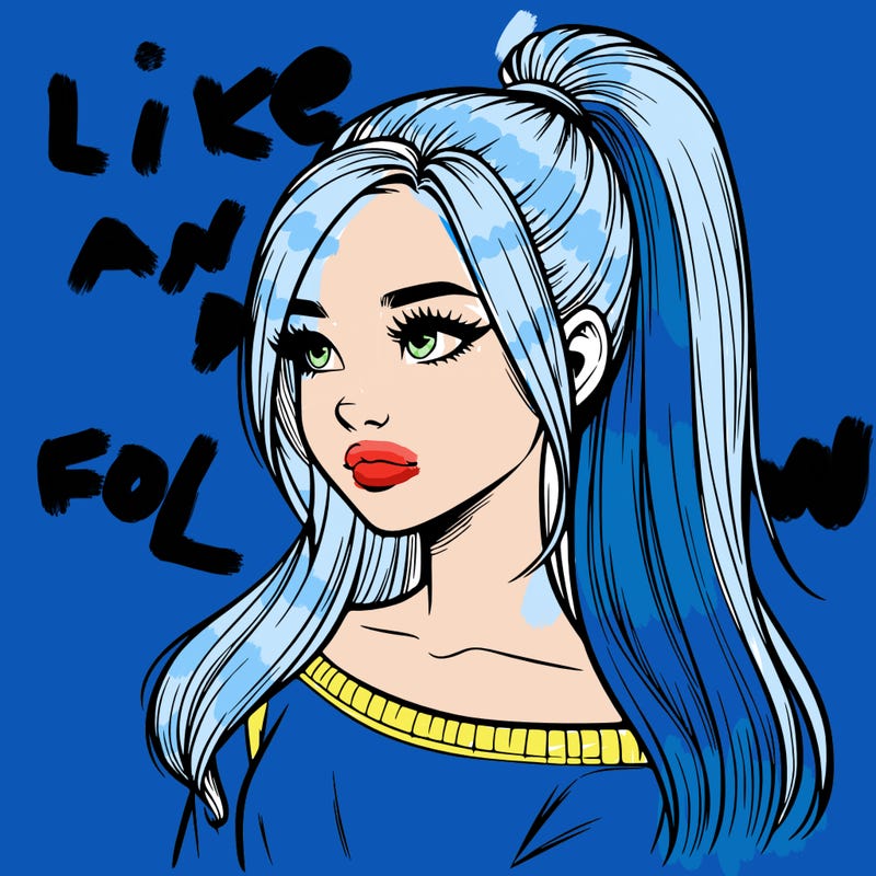 realistic girl with a high ponytail