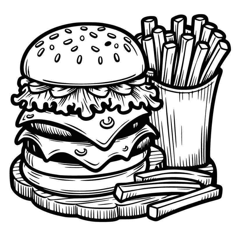 cheese burger and fries