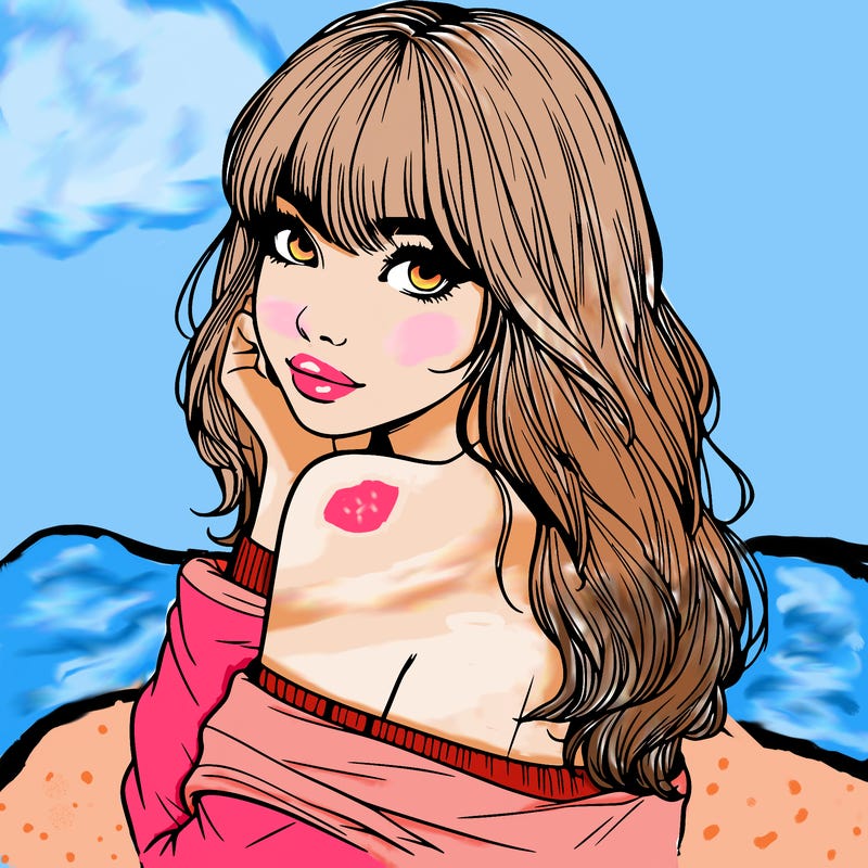 realistic girl with bangs looking over her shoulder