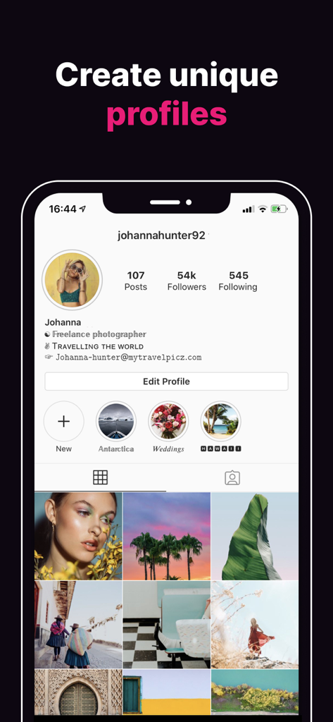 Fontkey - Fonts Keyboard Emoji - Perfil do Instagram usando fontes estéticas personalizadas para bio e destaques