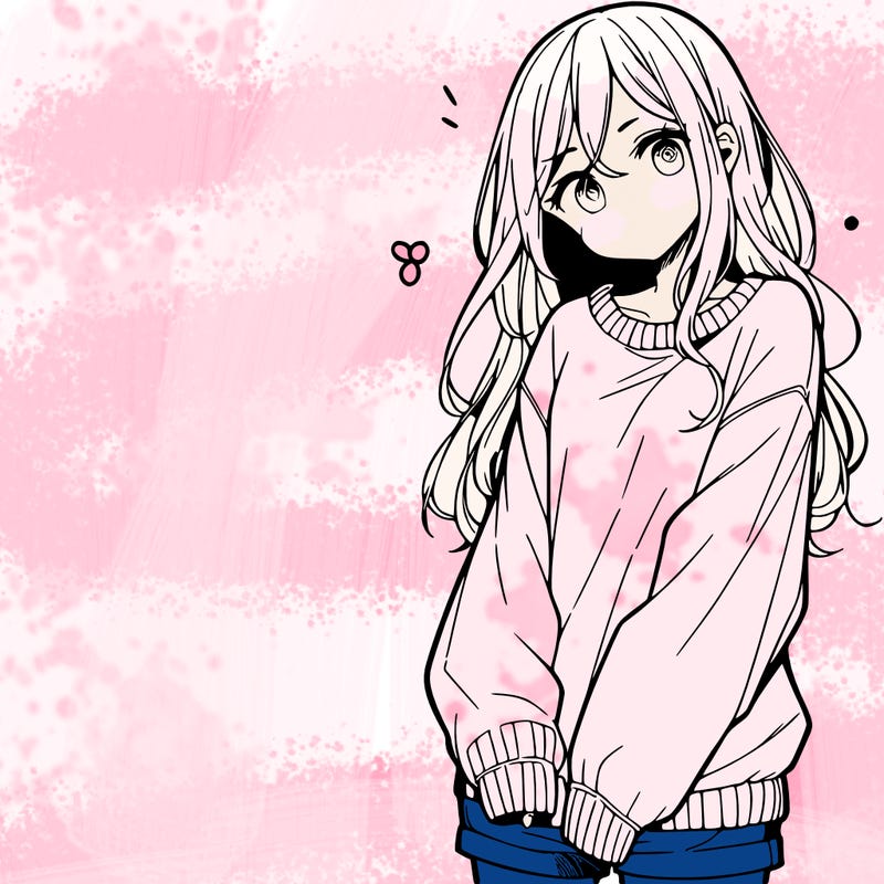 manga teen girl  in a sweater and baggy pants