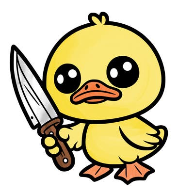 cute duck with knife