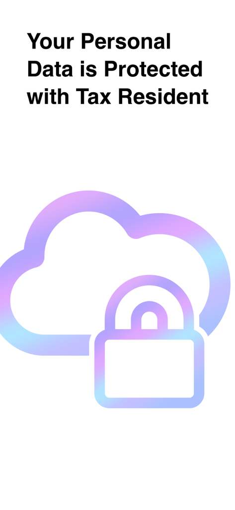 Tax Resident - Days Tracker - Graphic showing a cloud and padlock highlighting personal data protection in the Tax Resident app