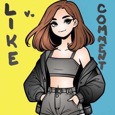 a realistic girl with a crop top and short shorts in an open jacket