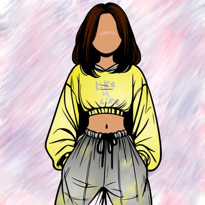 realistic girl faceless with baggy pants and a crop top