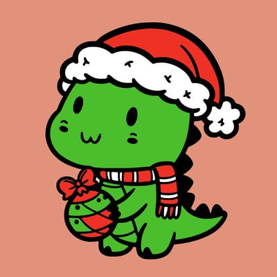 cute christmas dinosaur