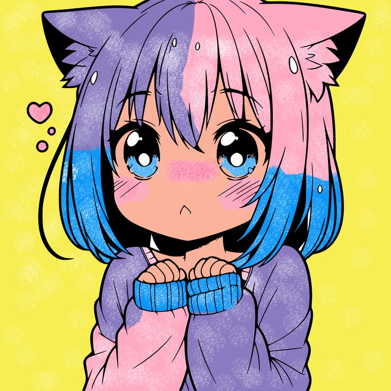shy anime catgirl