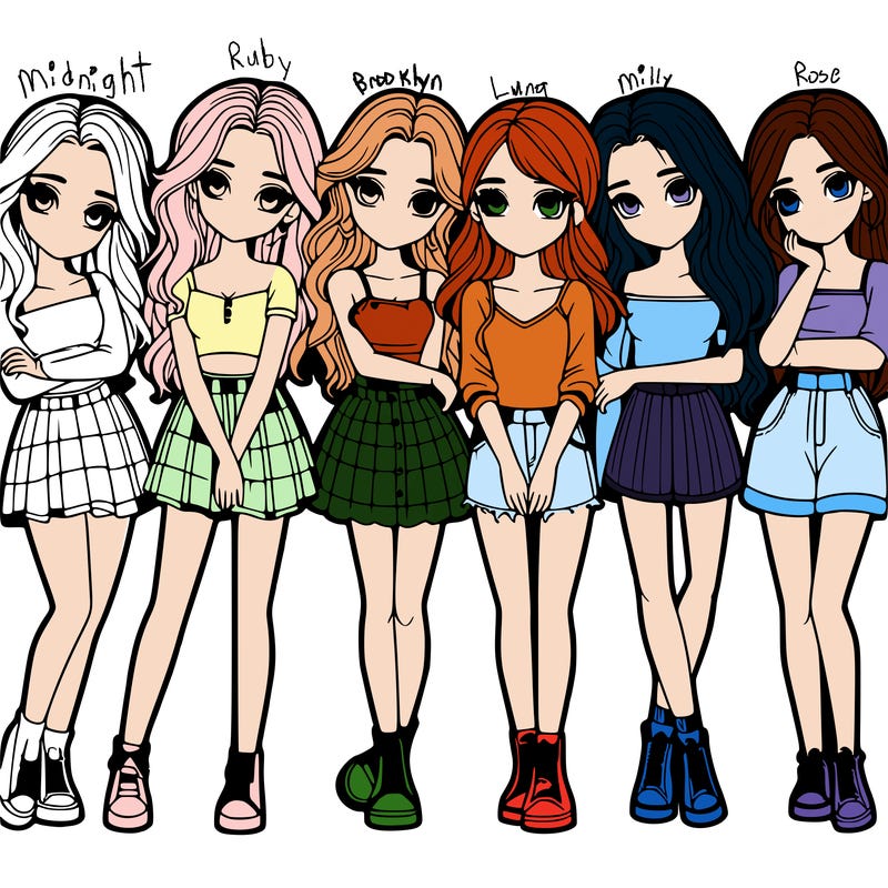 a group of girls realistic