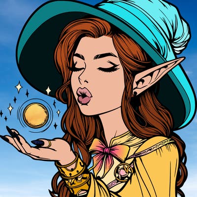 realistic elf casting a spell with lips