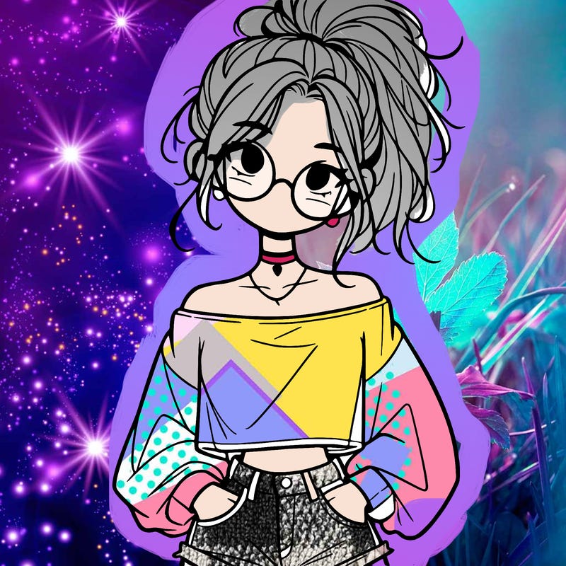 girl with a messy ponytail glasses a baggy crop top and jean shorts