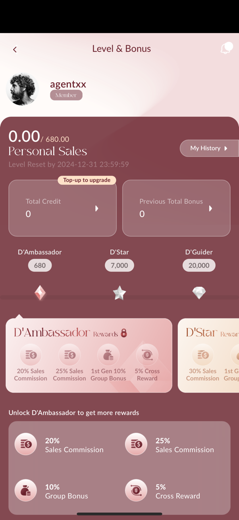 DRÊVE - Écran de l'application DREVE permettant aux agents de suivre les objectifs de vente et les récompenses de commission