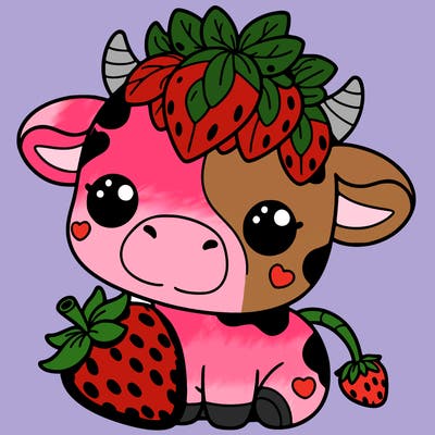 cute strawberry cow
