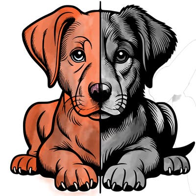 realistic dog split picture