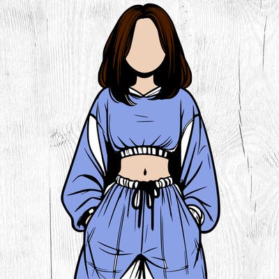 realistic girl faceless with baggy pants and a crop top