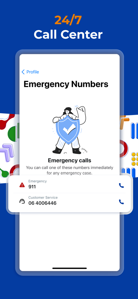 Numéros d'urgence et de service client 24h/24 et 7j/7 sur l'application Petra Ride
